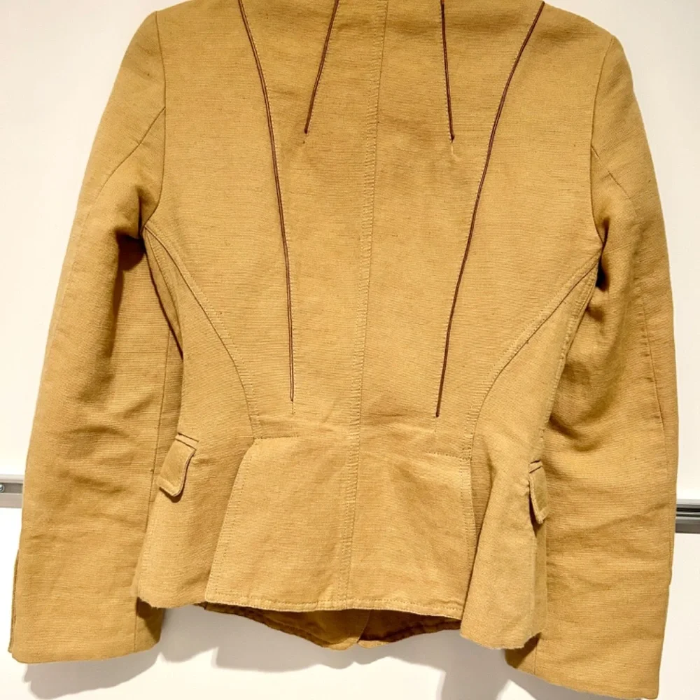SALE Burberry Women’s Blazer Jacket Size S-M Linen Cotton Cropped, Beige - Picture 4 of 7